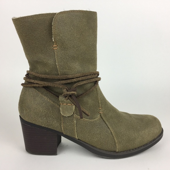 EDDIE BAUER Brown Leather Side Zip Ankle‎ Boots 8 Women's - Picture 1 of 8